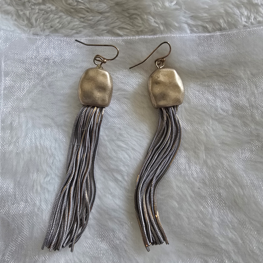 White House Black Market Gold and Silver Dangle Earrings